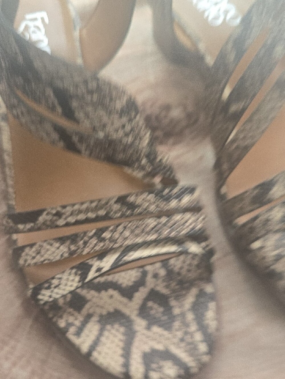 NEW NEVER WORN Franco Sarto Snake-Print Strappy Samdals in Brown and Cream - Picture 4 of 11